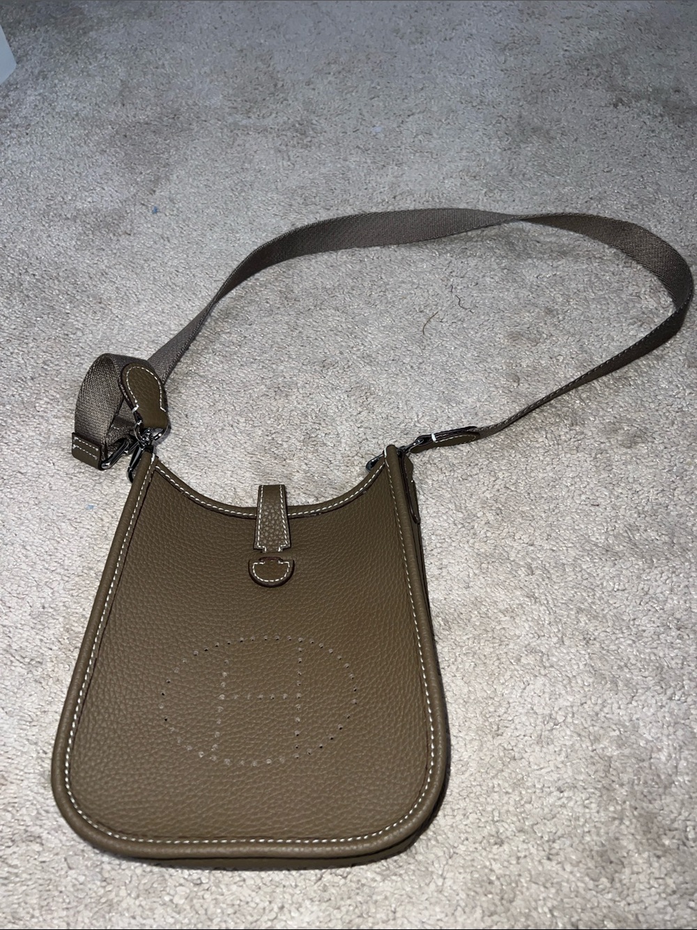 H inspired Brown/Olive Green Crossbody Saddle Bag